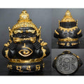 Phra Rahu Amulet - Authentic Destiny-Reversing Amulet by Master Subin Nah Na Thong from Wat Lad Pladuk Black meat gold plated