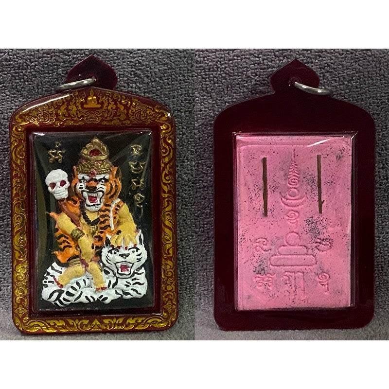 Tiger Charm Spirit Statue - Enchanting Guardian of Love, Luck & Prosperity | 魅力虎神像 – 爱情财富事业三旺的能量守护 Pink Aloe painted with frame