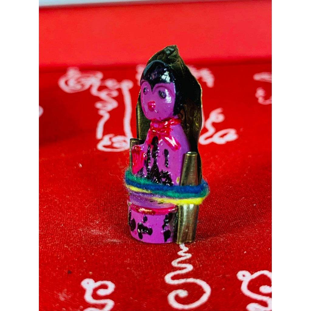 Mae Mom Kwak Mahasetti Bandal Sappay Amulet – Silver Takrut + Mae Nang Nee Hair – Wealth, Business, and Love Attraction Charm - Thai Blessing Co