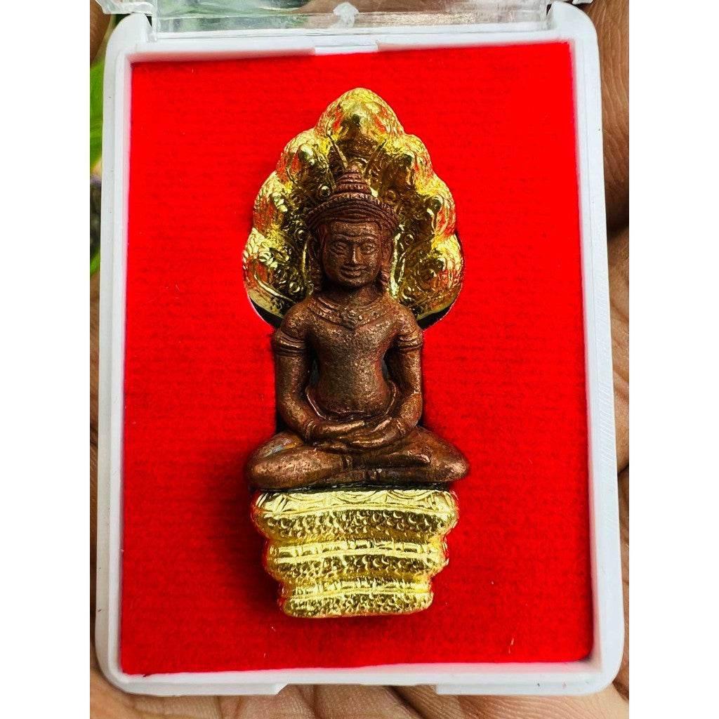 Phra Nak Prok Amulet by Luang Pu Kasem | First Edition Sacred Thai Amulet for Prosperity, Charisma & Divine Protection Thongthip copper statue