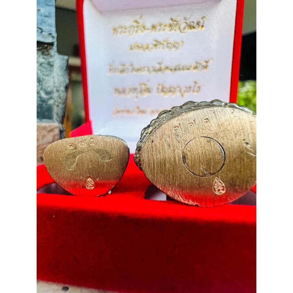 Luang Pu Im Bell Amulet Set – Nawa Metal Twin Bells (Tulakel &amp; Chaiwattan) | Limited 999 Sets, Blessed for Favor, Power &amp; Protection - Thai Blessing Co