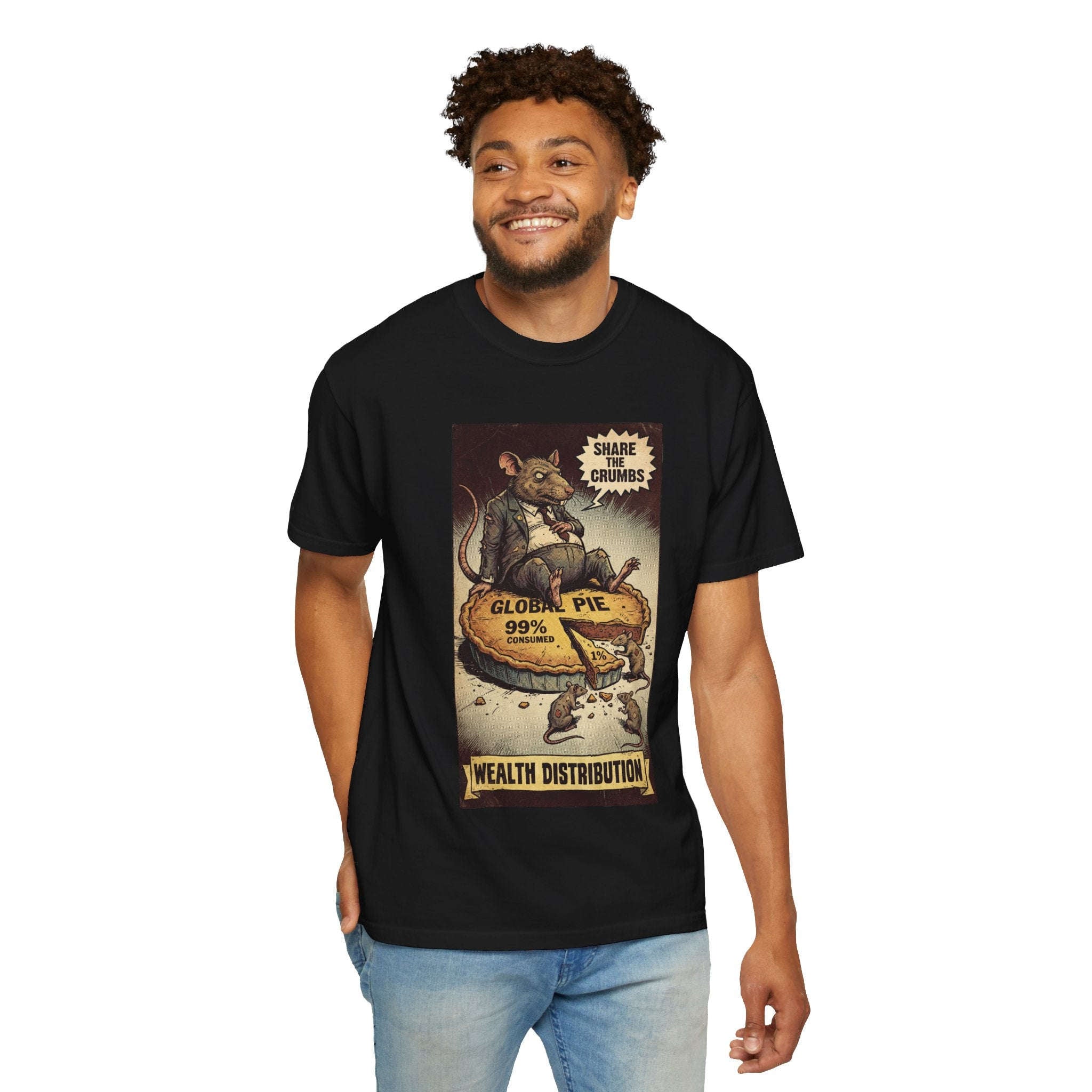 Share The Crumbs Shirt, Wealth Distribution Satire Tee, Vintage Capitalism Political Graphic, Social Justice Streetwear, Anti-Greed Rat Gift
