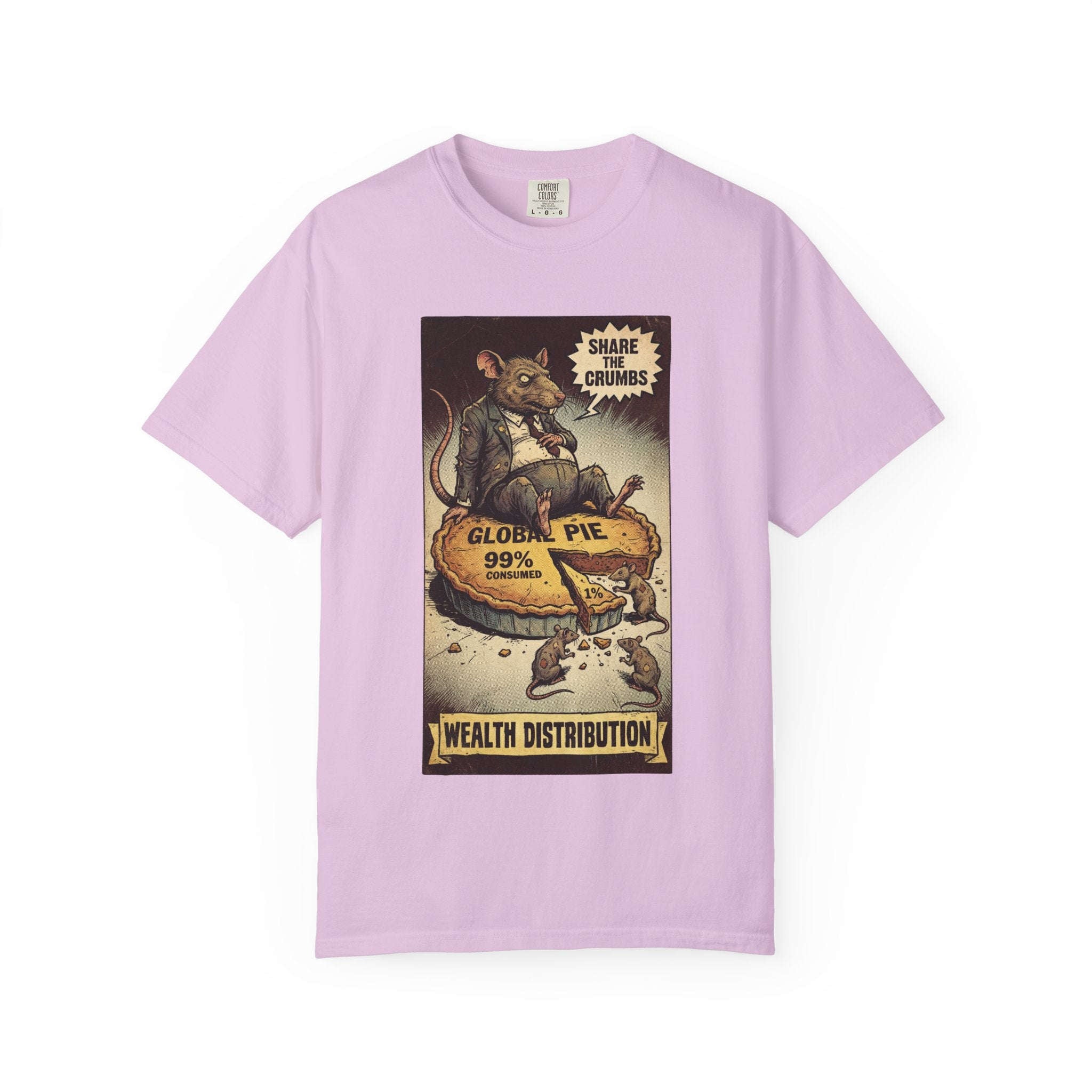 Share The Crumbs Shirt, Wealth Distribution Satire Tee, Vintage Capitalism Political Graphic, Social Justice Streetwear, Anti-Greed Rat Gift Orchid