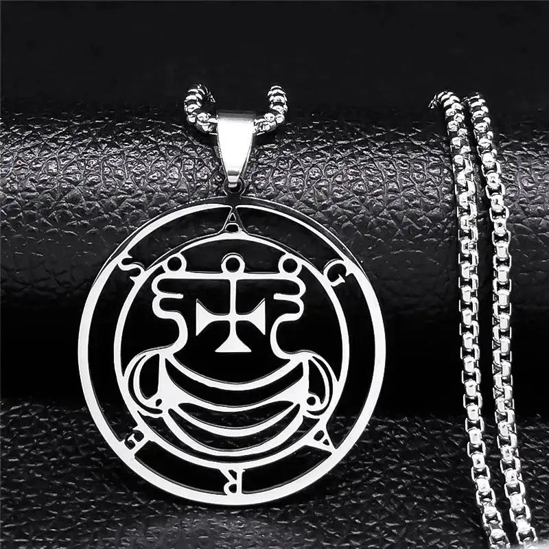 🔥 Sigil of Lucifer Stainless Steel Necklace – Satanic Symbol | Asmoday Lazer Key & Baphomet Stamp | Occult Power Amulet Jewelry for Spiritual Seekers Agares 50 BOX SR
