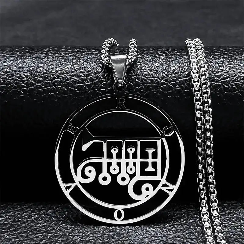 🔥 Sigil of Lucifer Stainless Steel Necklace – Satanic Symbol | Asmoday Lazer Key & Baphomet Stamp | Occult Power Amulet Jewelry for Spiritual Seekers Ronove 50 BOX SR