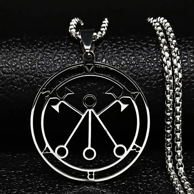 🔥 Sigil of Lucifer Stainless Steel Necklace – Satanic Symbol | Asmoday Lazer Key & Baphomet Stamp | Occult Power Amulet Jewelry for Spiritual Seekers Marbas 50 BOX SR