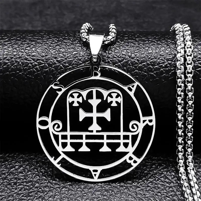 🔥 Sigil of Lucifer Stainless Steel Necklace – Satanic Symbol | Asmoday Lazer Key & Baphomet Stamp | Occult Power Amulet Jewelry for Spiritual Seekers Barbatos 50 BOX SR