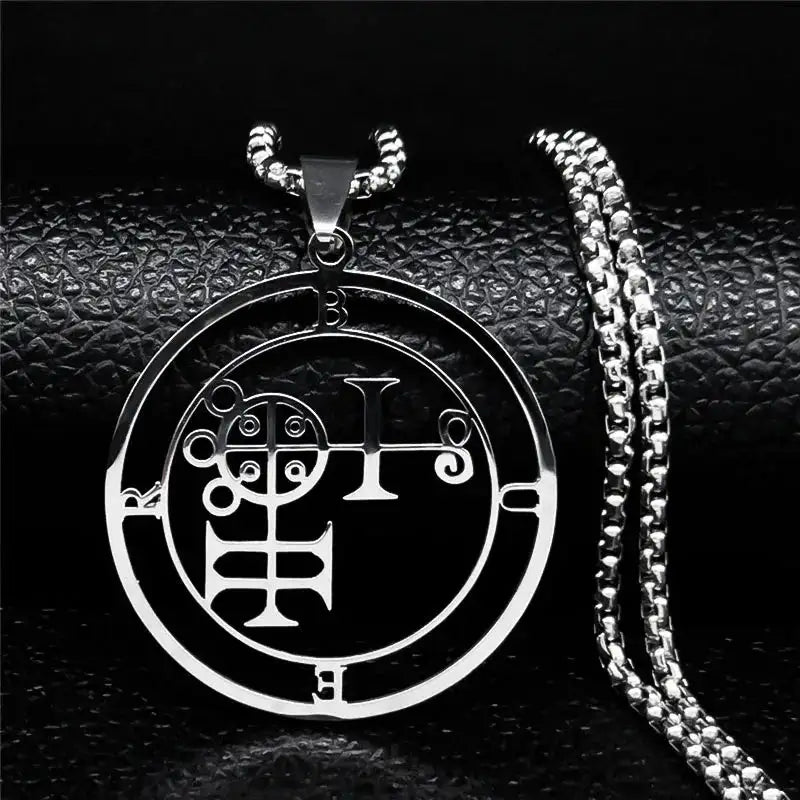 🔥 Sigil of Lucifer Stainless Steel Necklace – Satanic Symbol | Asmoday Lazer Key & Baphomet Stamp | Occult Power Amulet Jewelry for Spiritual Seekers Buer 50 BOX SR