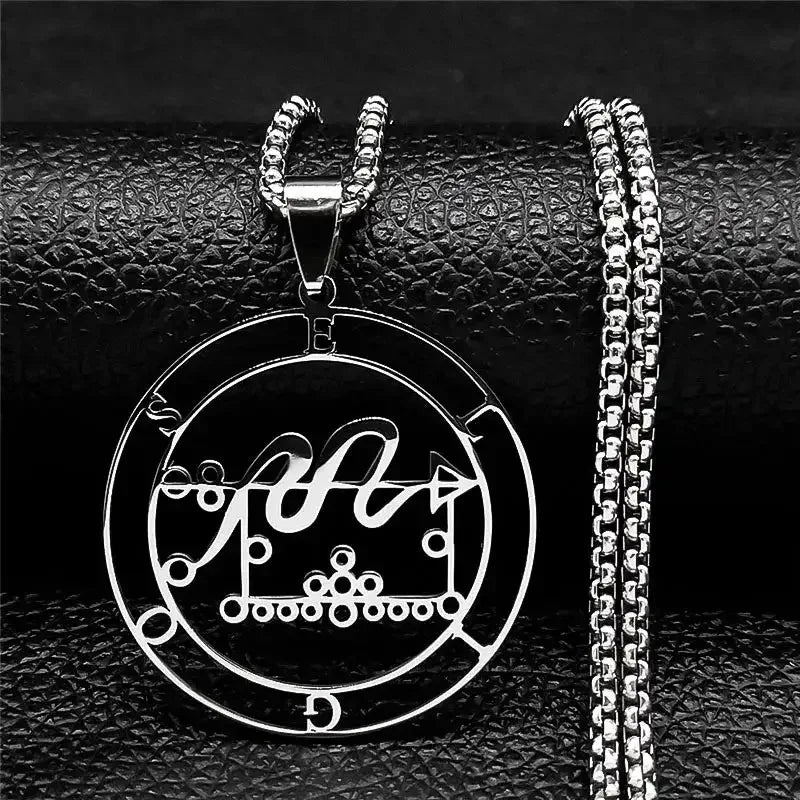 🔥 Sigil of Lucifer Stainless Steel Necklace – Satanic Symbol | Asmoday Lazer Key & Baphomet Stamp | Occult Power Amulet Jewelry for Spiritual Seekers Eligos 50 BOX SR