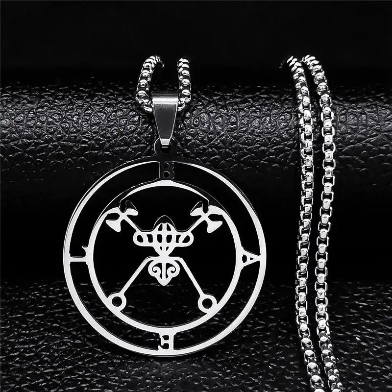 🔥 Sigil of Lucifer Stainless Steel Necklace – Satanic Symbol | Asmoday Lazer Key & Baphomet Stamp | Occult Power Amulet Jewelry for Spiritual Seekers Bael 50 BOX SR