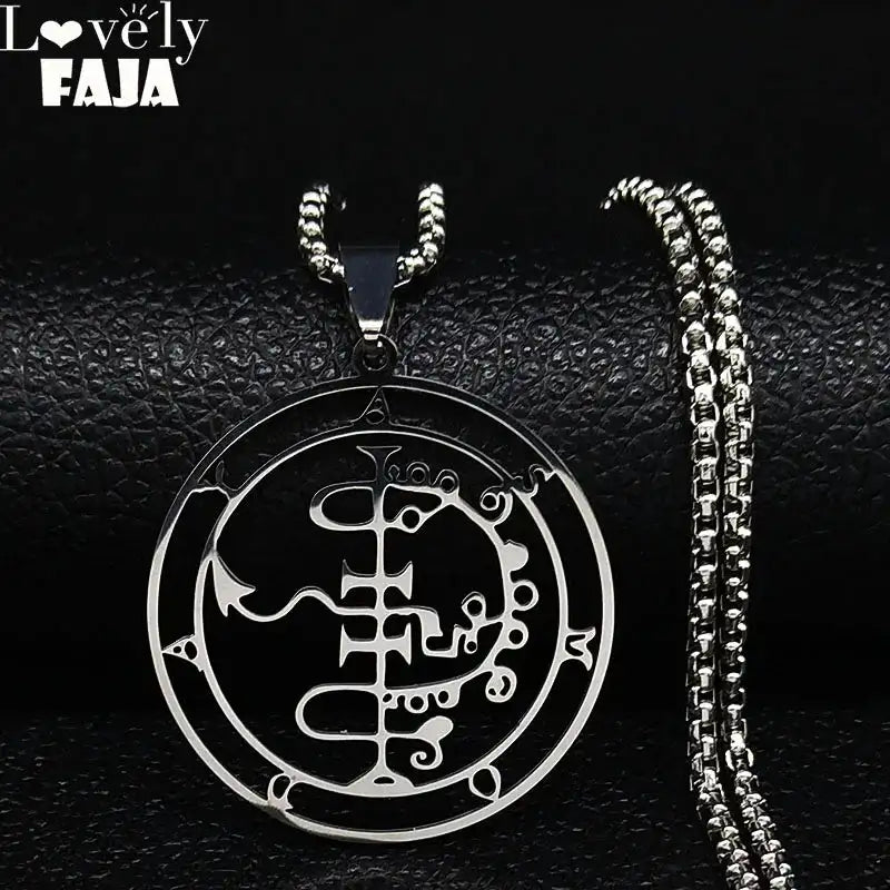 🔥 Sigil of Lucifer Stainless Steel Necklace – Satanic Symbol | Asmoday Lazer Key & Baphomet Stamp | Occult Power Amulet Jewelry for Spiritual Seekers