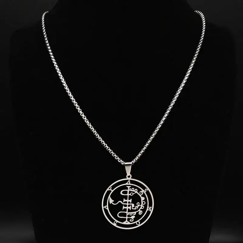 🔥 Sigil of Lucifer Stainless Steel Necklace – Satanic Symbol | Asmoday Lazer Key & Baphomet Stamp | Occult Power Amulet Jewelry for Spiritual Seekers