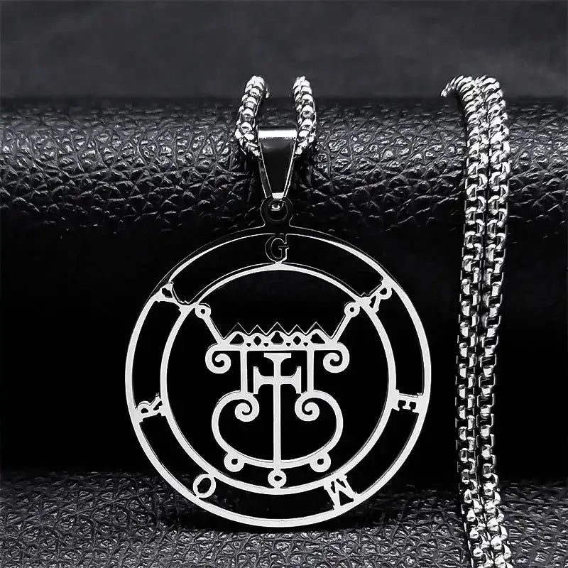 🔥 Sigil of Lucifer Stainless Steel Necklace – Satanic Symbol | Asmoday Lazer Key & Baphomet Stamp | Occult Power Amulet Jewelry for Spiritual Seekers Gremory 50 BOX SR