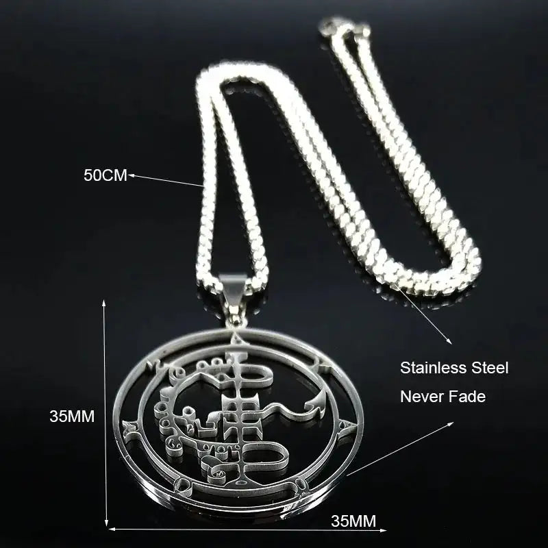 🔥 Sigil of Lucifer Stainless Steel Necklace – Satanic Symbol | Asmoday Lazer Key & Baphomet Stamp | Occult Power Amulet Jewelry for Spiritual Seekers