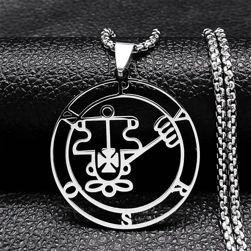 🔥 Sigil of Lucifer Stainless Steel Necklace – Satanic Symbol | Asmoday Lazer Key & Baphomet Stamp | Occult Power Amulet Jewelry for Spiritual Seekers Purson 50 BOX SR