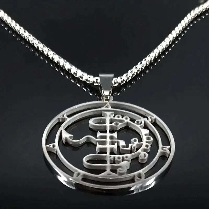 🔥 Sigil of Lucifer Stainless Steel Necklace – Satanic Symbol | Asmoday Lazer Key & Baphomet Stamp | Occult Power Amulet Jewelry for Spiritual Seekers