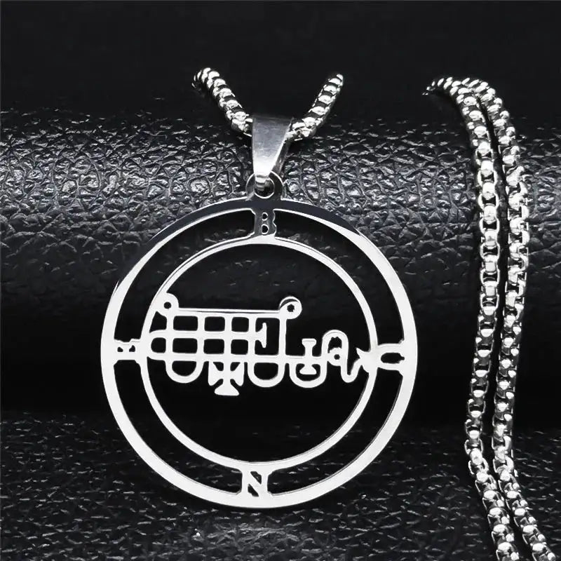 🔥 Sigil of Lucifer Stainless Steel Necklace – Satanic Symbol | Asmoday Lazer Key & Baphomet Stamp | Occult Power Amulet Jewelry for Spiritual Seekers Bune 50 BOX SR