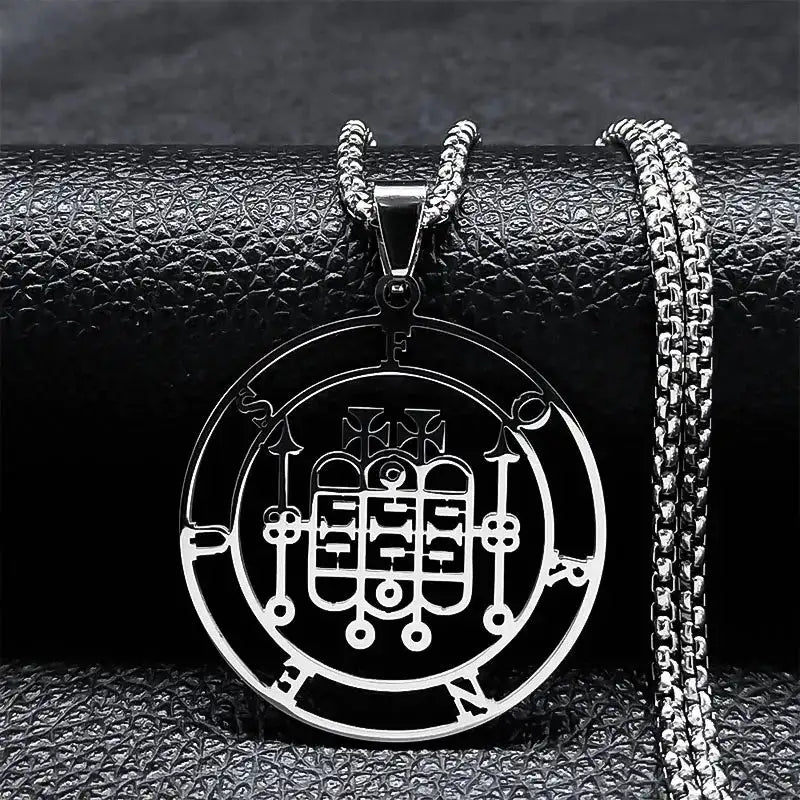 🔥 Sigil of Lucifer Stainless Steel Necklace – Satanic Symbol | Asmoday Lazer Key & Baphomet Stamp | Occult Power Amulet Jewelry for Spiritual Seekers Forneus 50 BOX SR