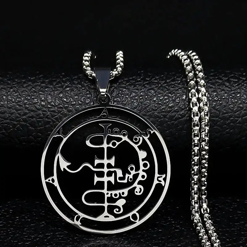 🔥 Sigil of Lucifer Stainless Steel Necklace – Satanic Symbol | Asmoday Lazer Key & Baphomet Stamp | Occult Power Amulet Jewelry for Spiritual Seekers Asmoday 50 BOX SR