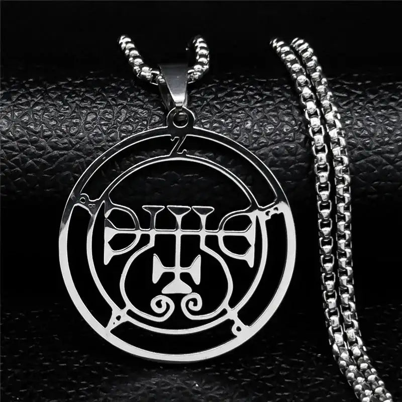 🔥 Sigil of Lucifer Stainless Steel Necklace – Satanic Symbol | Asmoday Lazer Key & Baphomet Stamp | Occult Power Amulet Jewelry for Spiritual Seekers Zepar 50 BOX SR