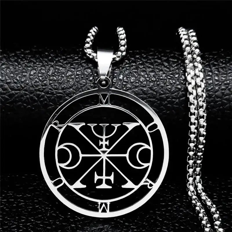 🔥 Sigil of Lucifer Stainless Steel Necklace – Satanic Symbol | Asmoday Lazer Key & Baphomet Stamp | Occult Power Amulet Jewelry for Spiritual Seekers Murmur 50 BOX SR