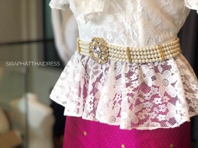 Custom Thai Lace Blouse - Elegant Women's Top One-Sake.com เสื้อลูกไม้ / Free Size Chest not more than 36 เสื้อลูกไม้ / Free Size Chest not more than 36-