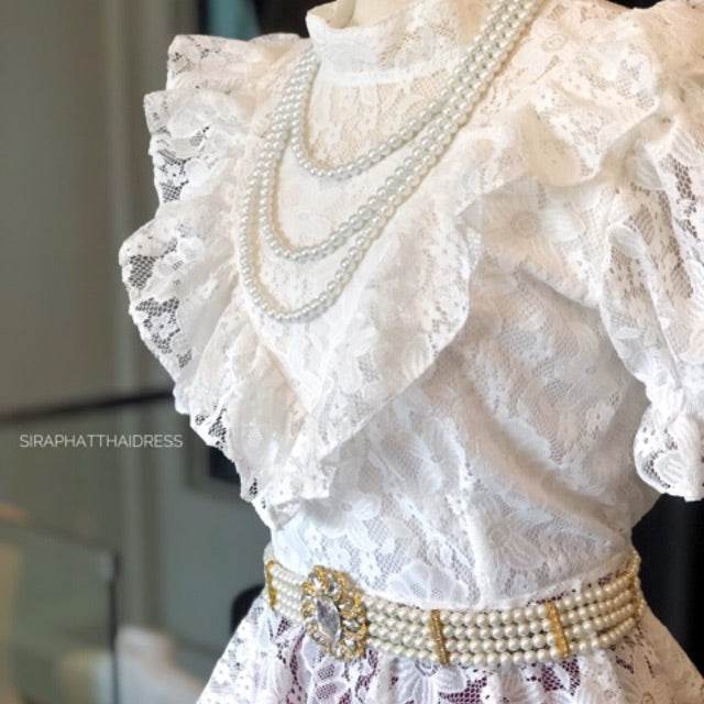 Custom Thai Lace Blouse - Elegant Women's Top One-Sake.com เสื้อลูกไม้ / Free Size Chest not more than 36 เสื้อลูกไม้ / Free Size Chest not more than 36-