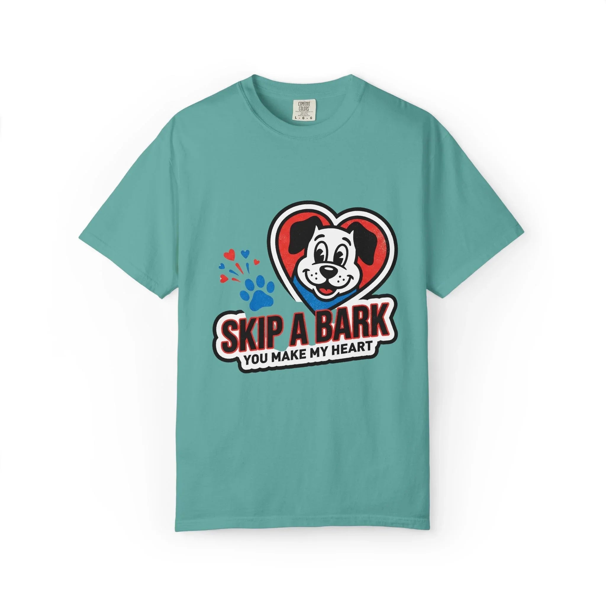 Skip A Bark You Make My Heart Shirt, Cute Dog Pun T-Shirt, Vintage Dog Badge Tee, Pet Parent Gift, Dog Mom Dog Dad Seafoam