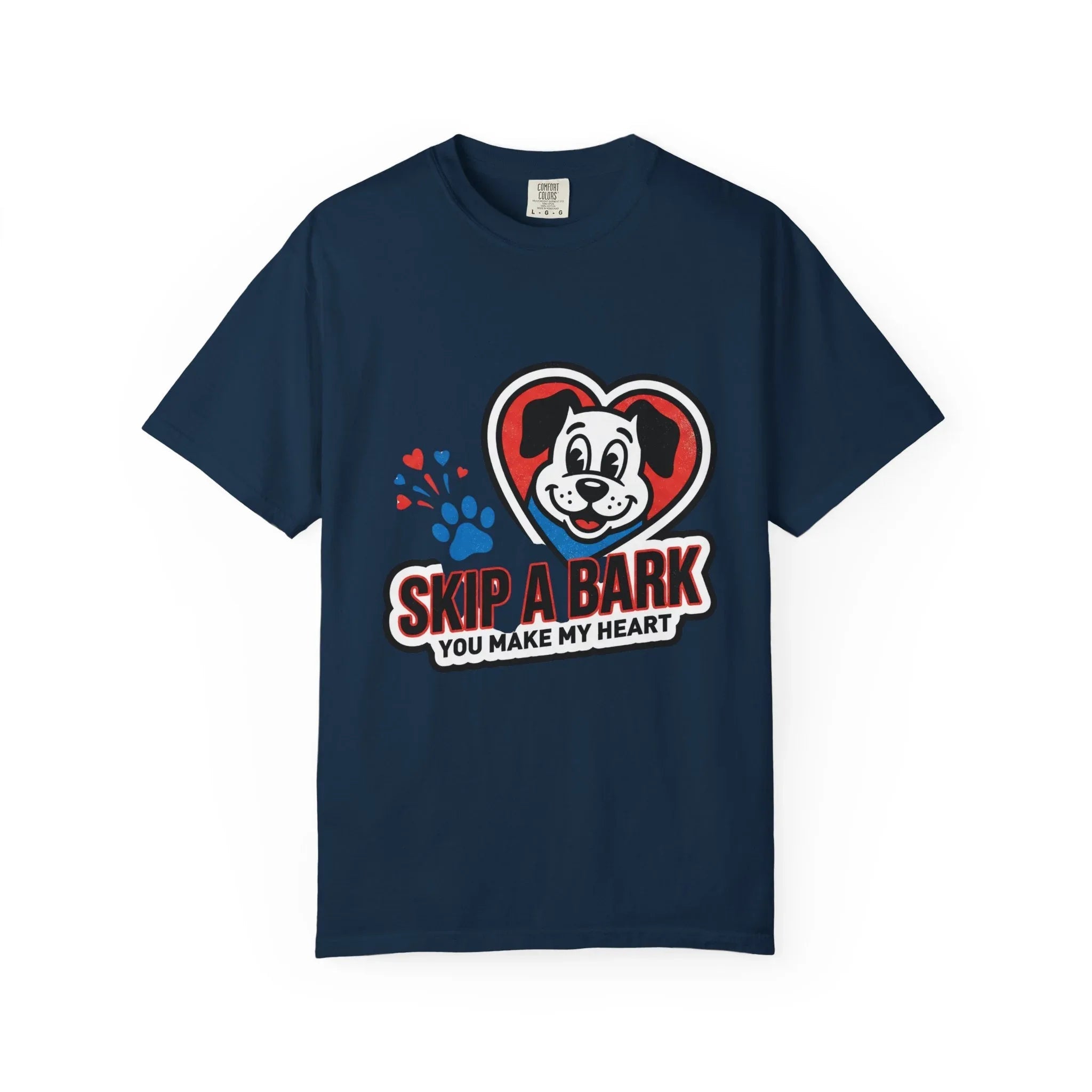 Skip A Bark You Make My Heart Shirt, Cute Dog Pun T-Shirt, Vintage Dog Badge Tee, Pet Parent Gift, Dog Mom Dog Dad True Navy