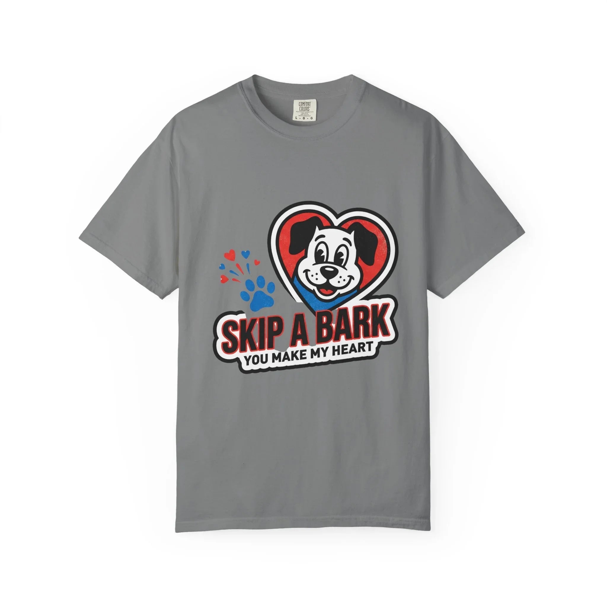 Skip A Bark You Make My Heart Shirt, Cute Dog Pun T-Shirt, Vintage Dog Badge Tee, Pet Parent Gift, Dog Mom Dog Dad Grey