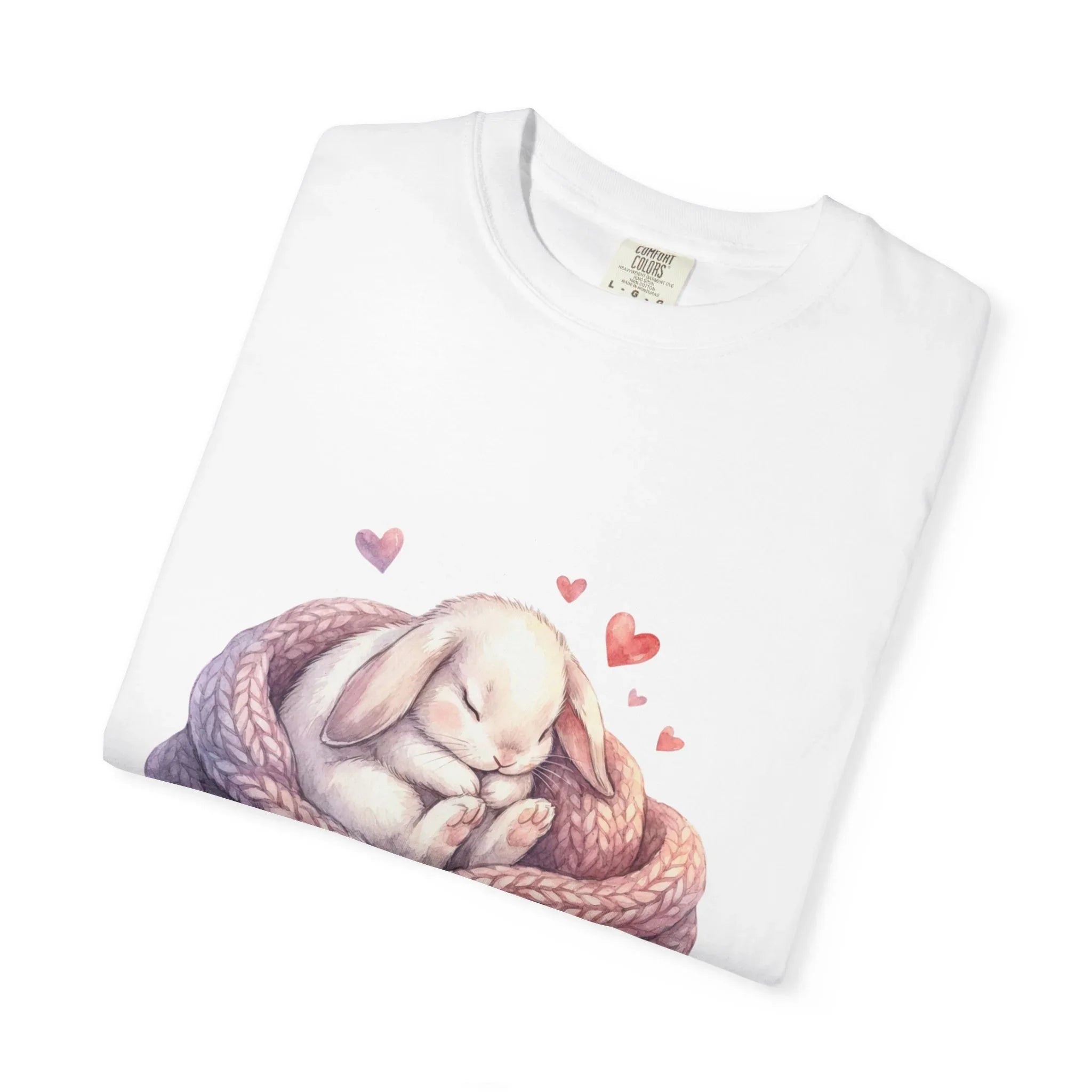 Sleeping Bunny Nest Valentine T Shirt Naptime Sweetheart Be Mine XOXO Watercolor Cozy Vintage Aesthetic Gift Bunny Lovers Romantic Tee