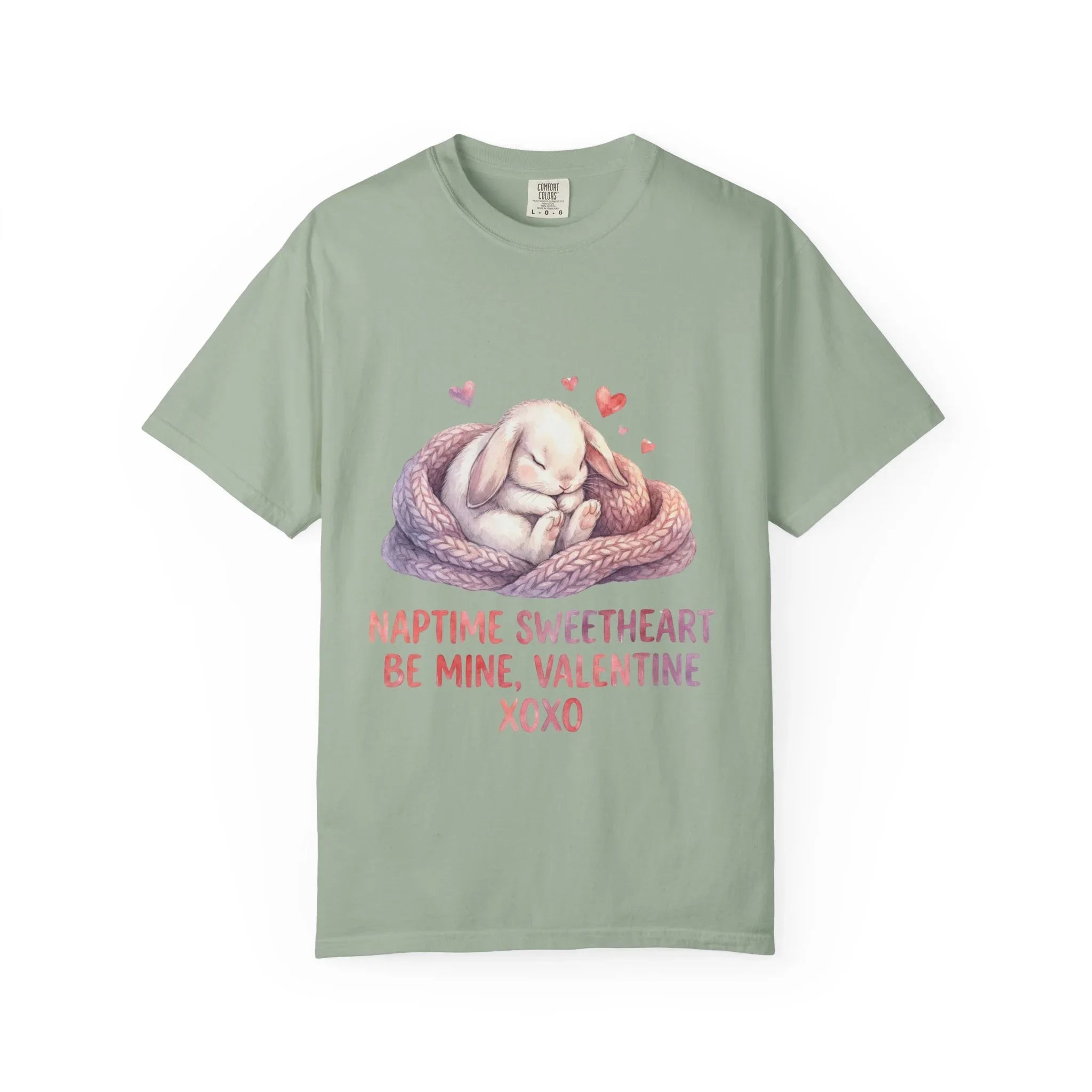 Sleeping Bunny Nest Valentine T Shirt Naptime Sweetheart Be Mine XOXO Watercolor Cozy Vintage Aesthetic Gift Bunny Lovers Romantic Tee Bay