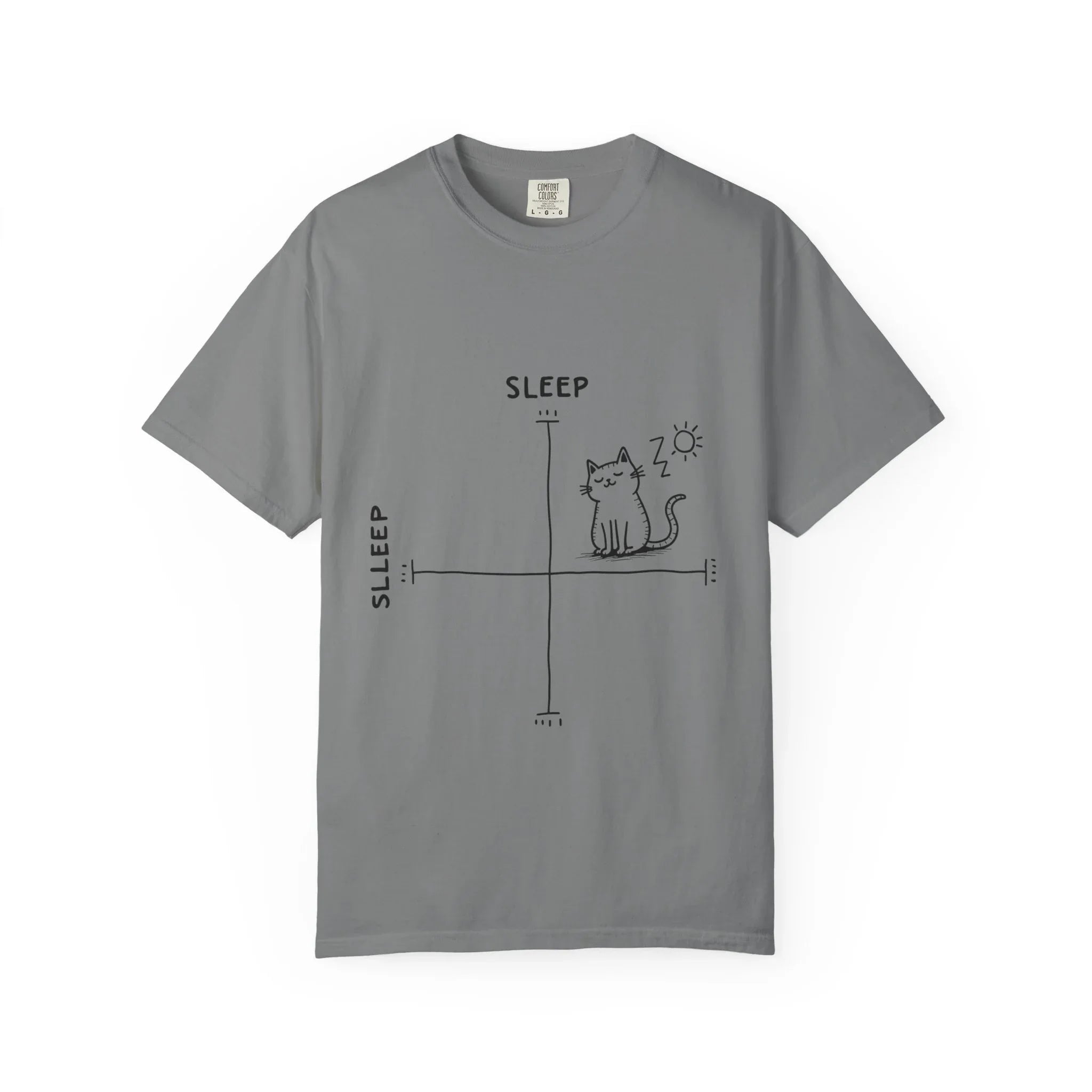 Sleepy Cat Mood Chart Shirt, Cute Minimal Cat Graph Tee, Funny Cozy T-Shirt, Introvert Nap Lover Gift, Minimalist Line Art Grey