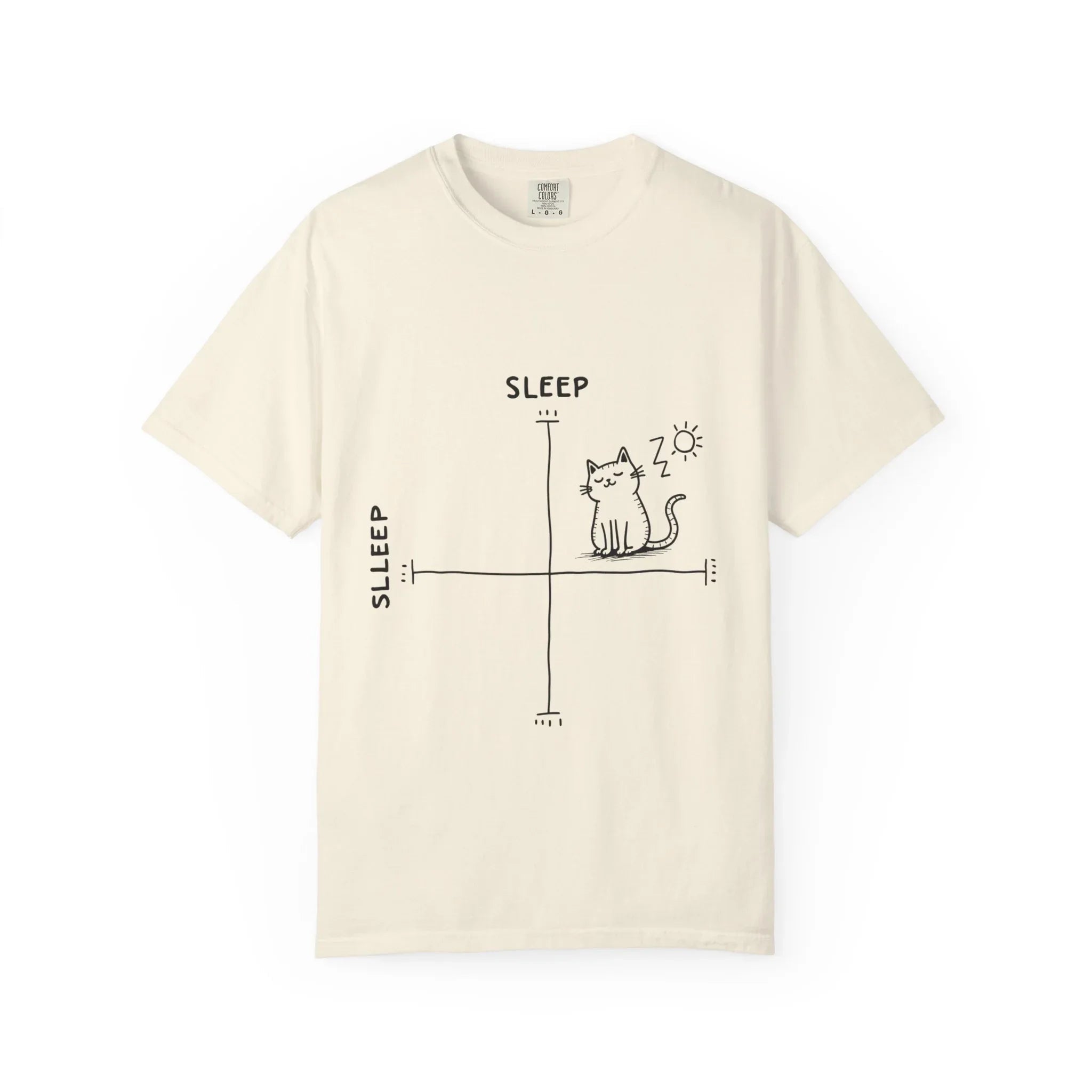 Sleepy Cat Mood Chart Shirt, Cute Minimal Cat Graph Tee, Funny Cozy T-Shirt, Introvert Nap Lover Gift, Minimalist Line Art Ivory