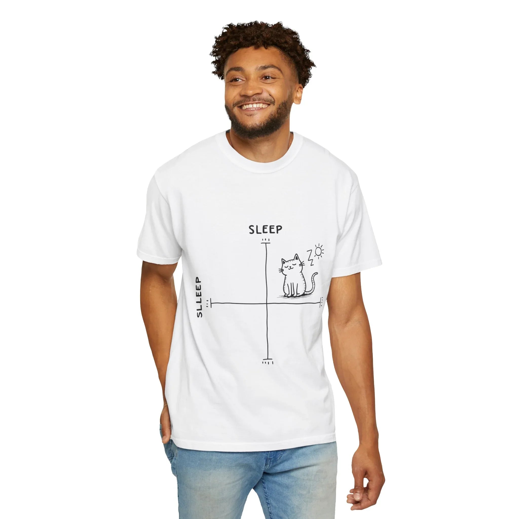Sleepy Cat Mood Chart Shirt, Cute Minimal Cat Graph Tee, Funny Cozy T-Shirt, Introvert Nap Lover Gift, Minimalist Line Art