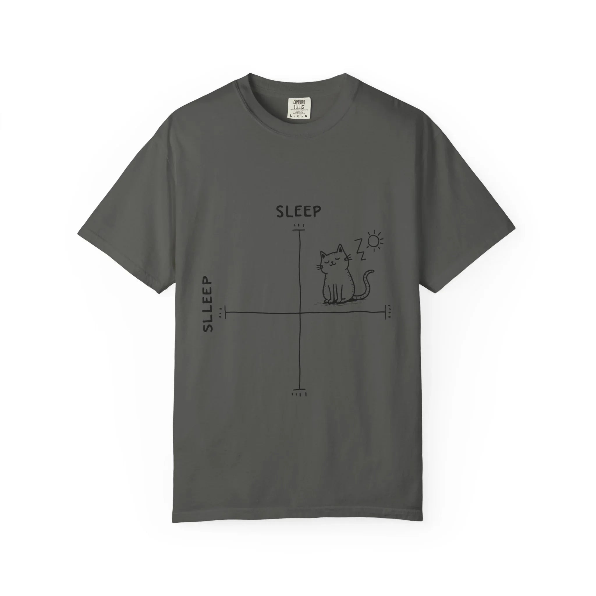 Sleepy Cat Mood Chart Shirt, Cute Minimal Cat Graph Tee, Funny Cozy T-Shirt, Introvert Nap Lover Gift, Minimalist Line Art Pepper
