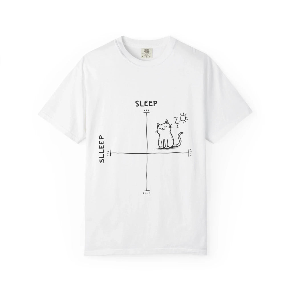 Sleepy Cat Mood Chart Shirt, Cute Minimal Cat Graph Tee, Funny Cozy T-Shirt, Introvert Nap Lover Gift, Minimalist Line Art White