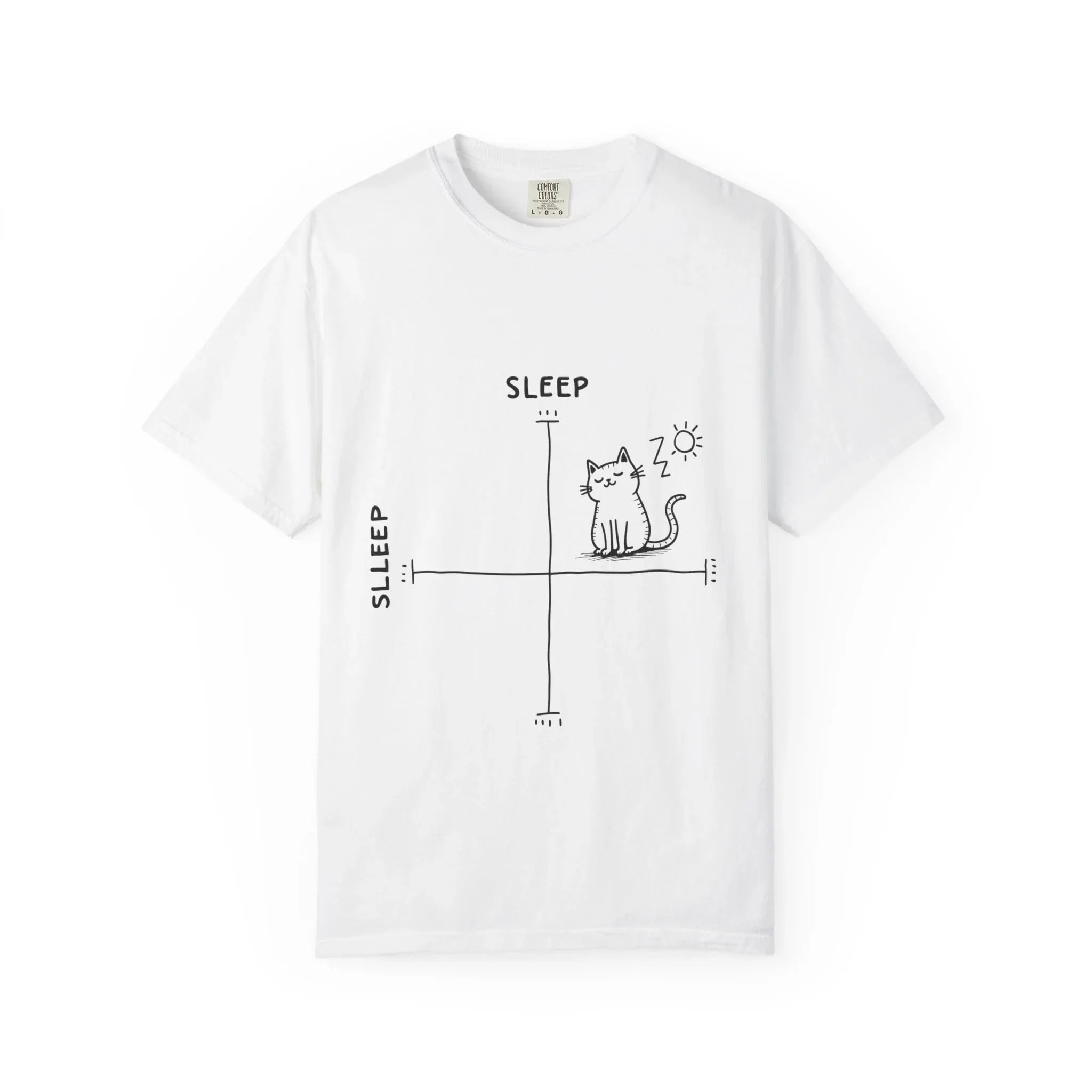 Sleepy Cat Mood Chart Shirt, Cute Minimal Cat Graph Tee, Funny Cozy T-Shirt, Introvert Nap Lover Gift, Minimalist Line Art White