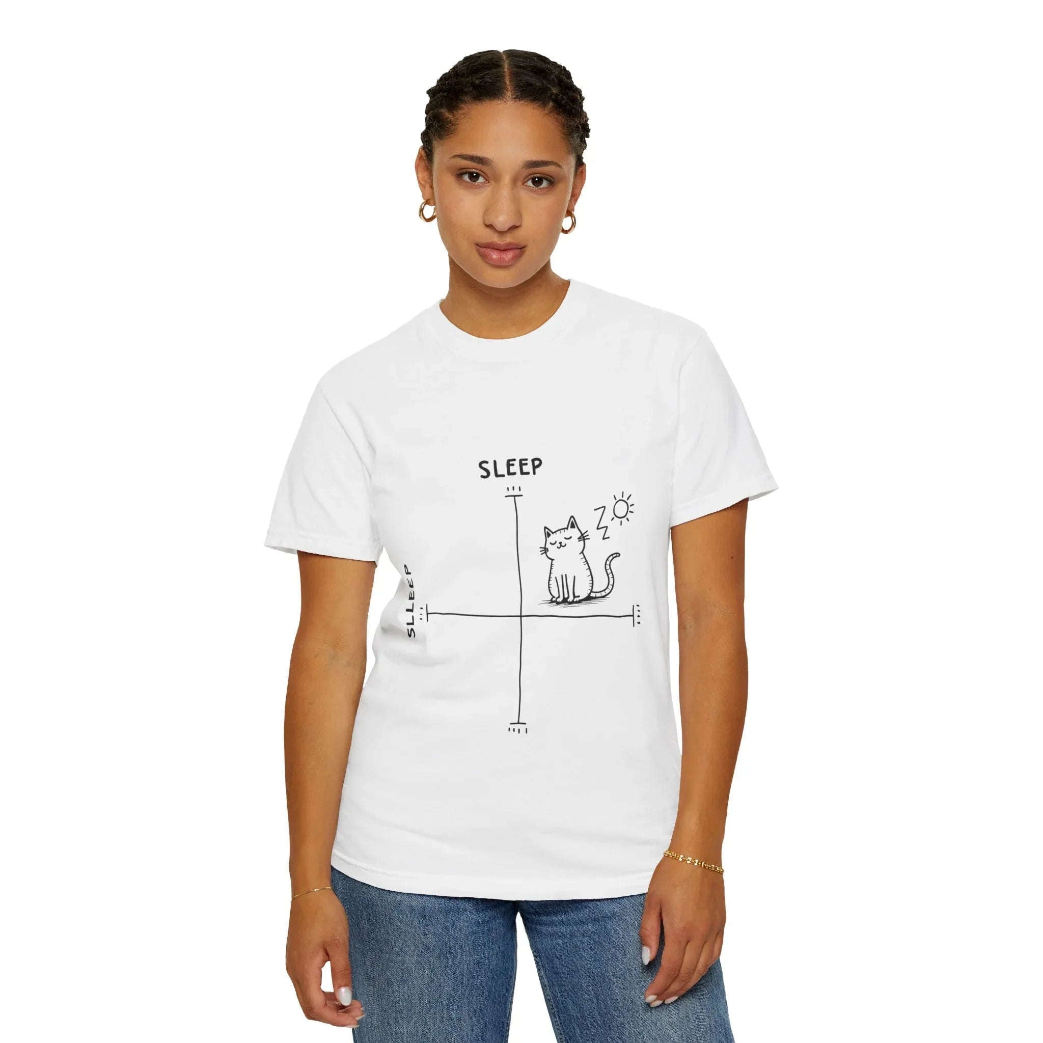 Sleepy Cat Mood Chart Shirt, Cute Minimal Cat Graph Tee, Funny Cozy T-Shirt, Introvert Nap Lover Gift, Minimalist Line Art