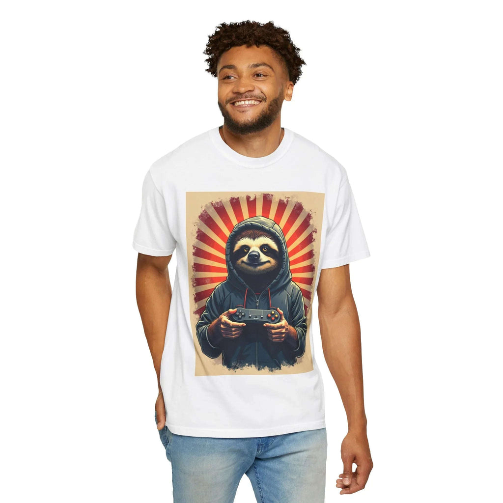 Sloth Gamer Shirt, Hoodie Sloth Controller Tee, Retro Sunburst Gaming T-Shirt, Funny Cute Gamer Gift, Game Night Outfit