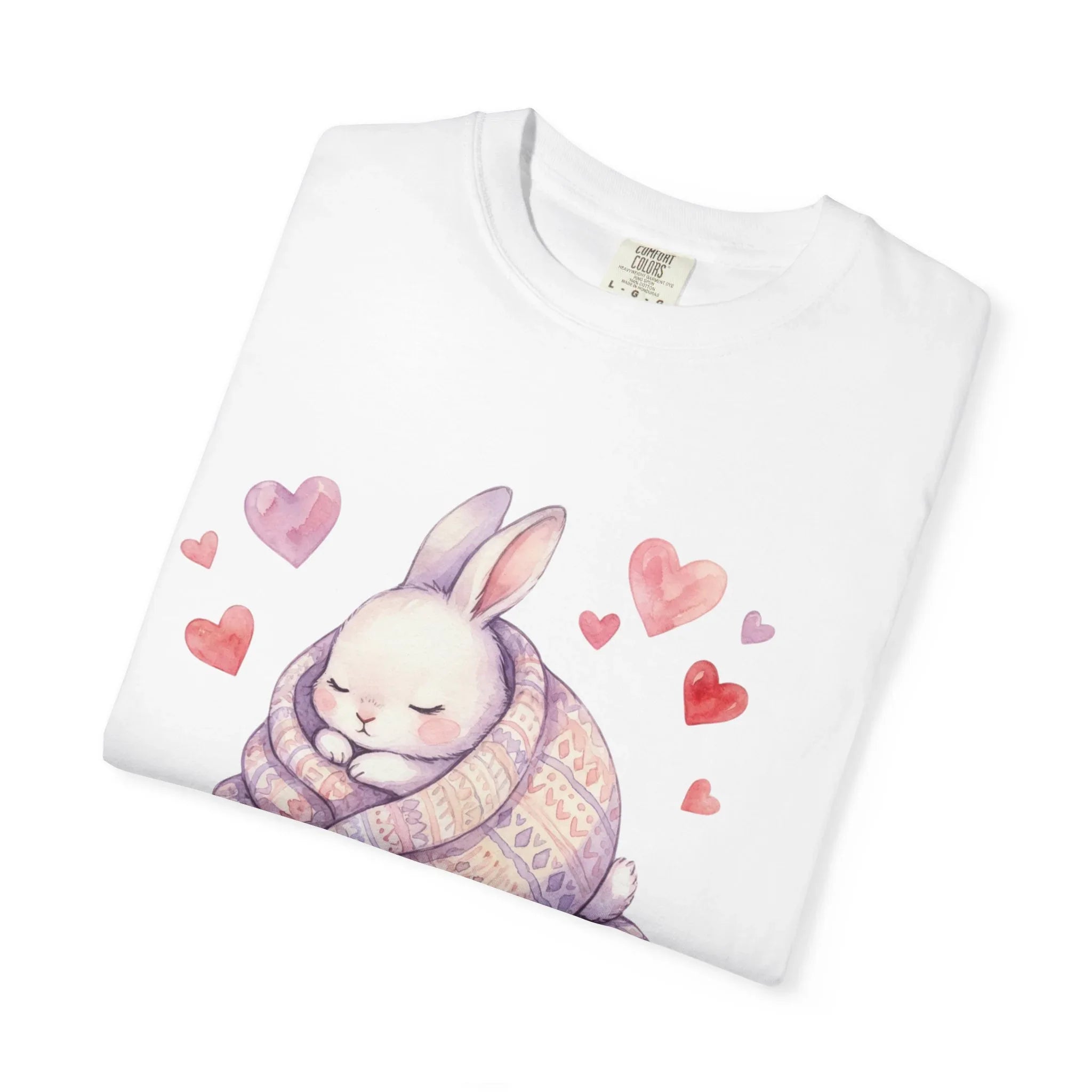 Snuggle Bunny Love and Naps Valentines T Shirt Cute Bunny Hearts Watercolor Cozy Vintage Aesthetic Gift for Bunny Lovers Soft Romantic
