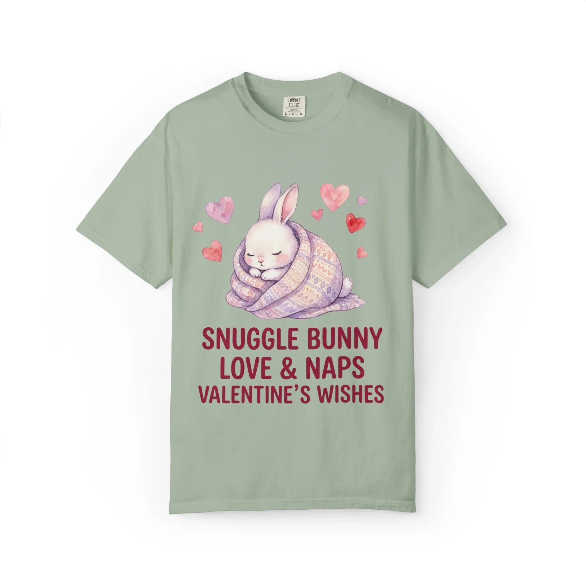 Snuggle Bunny Love and Naps Valentines T Shirt Cute Bunny Hearts Watercolor Cozy Vintage Aesthetic Gift for Bunny Lovers Soft Romantic Bay