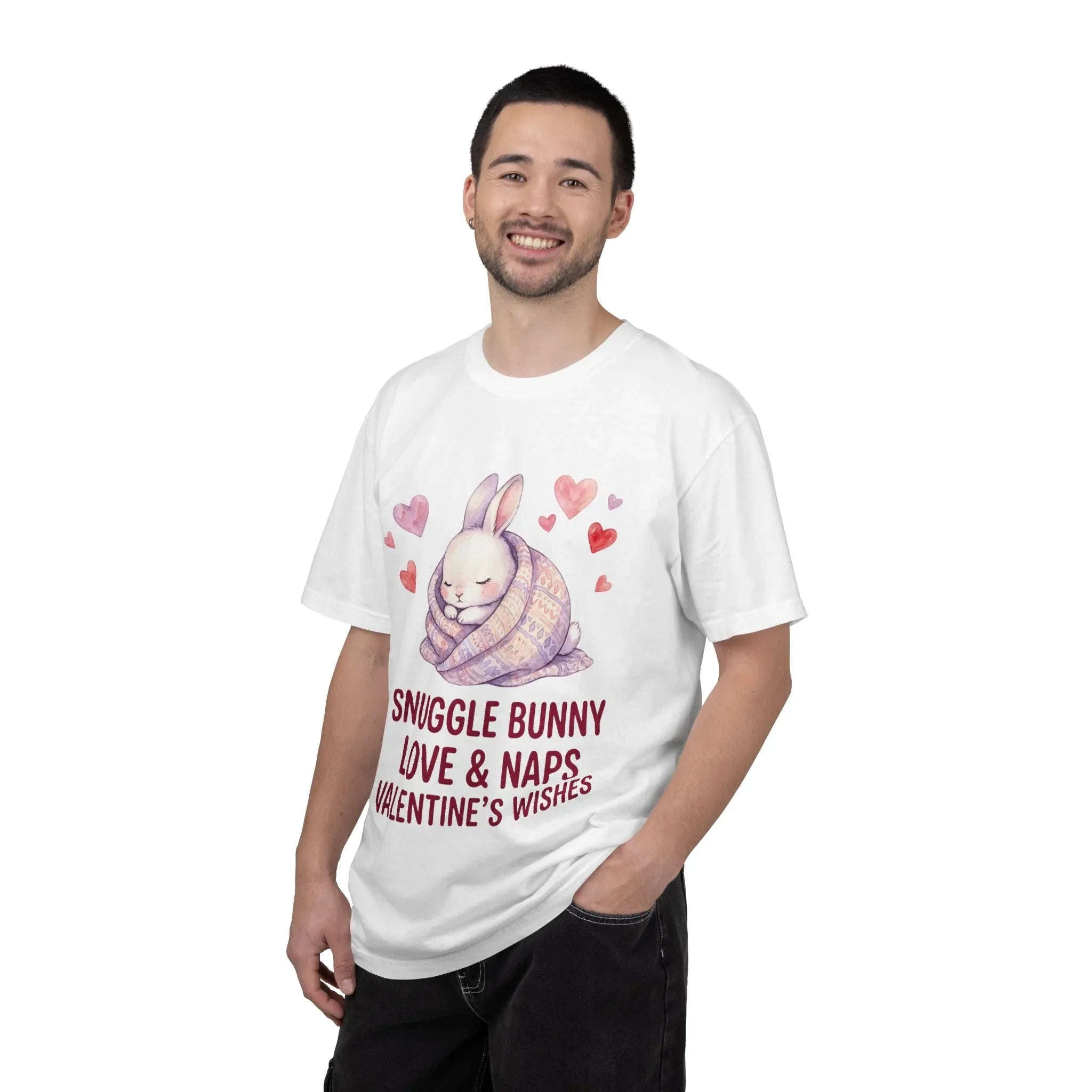 Snuggle Bunny Love and Naps Valentines T Shirt Cute Bunny Hearts Watercolor Cozy Vintage Aesthetic Gift for Bunny Lovers Soft Romantic