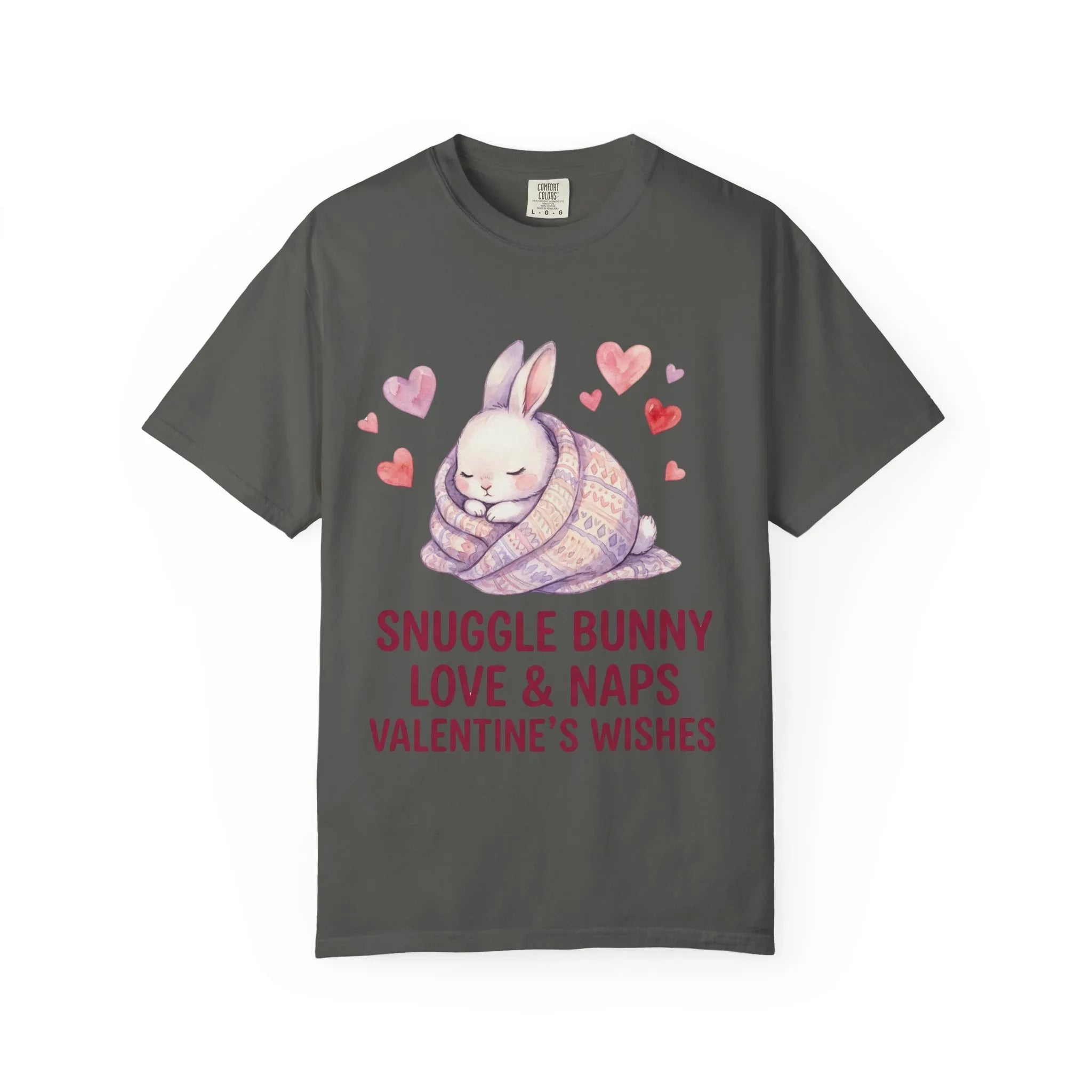 Snuggle Bunny Love and Naps Valentines T Shirt Cute Bunny Hearts Watercolor Cozy Vintage Aesthetic Gift for Bunny Lovers Soft Romantic Pepper