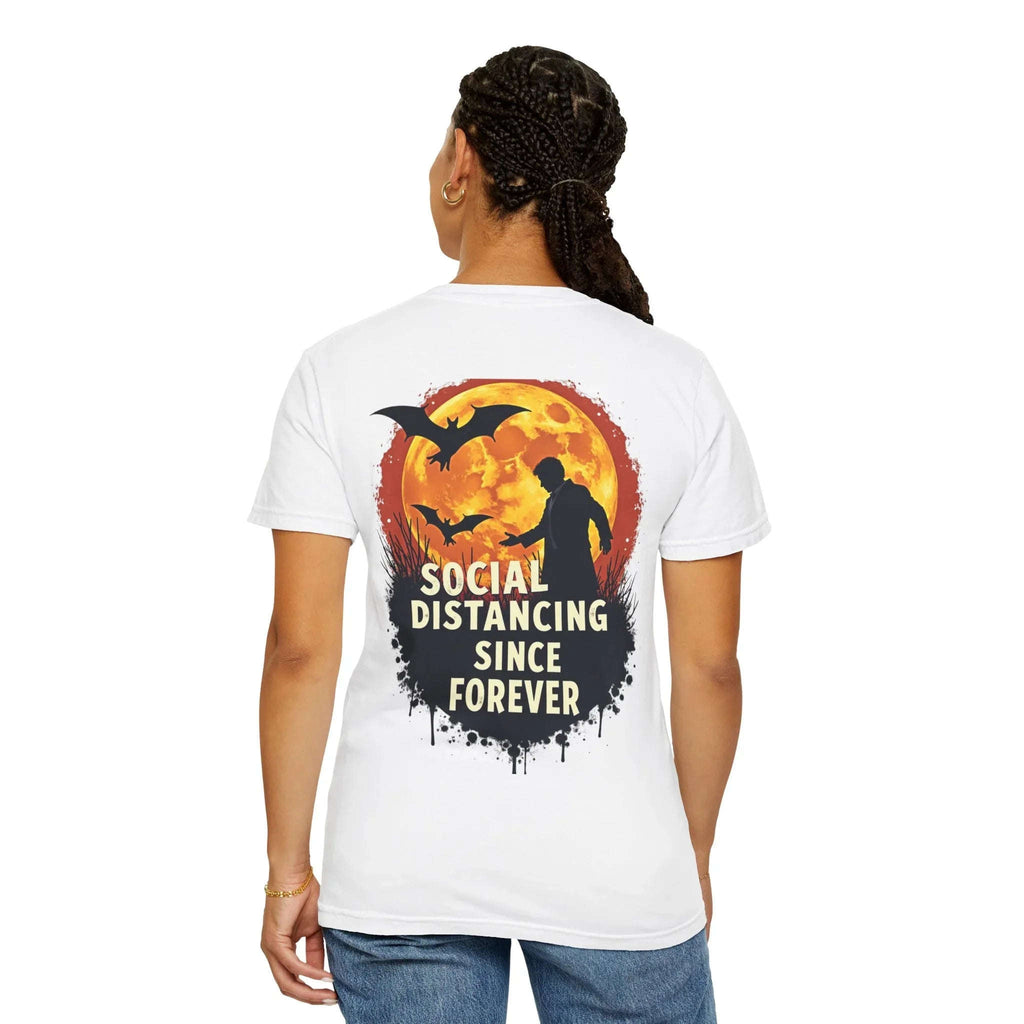 Social Distancing Since Forever Shirt, Funny Halloween Tee, Zombie Moon Bats T-Shirt, Spooky Introvert Gift, Goth Fall Vibes