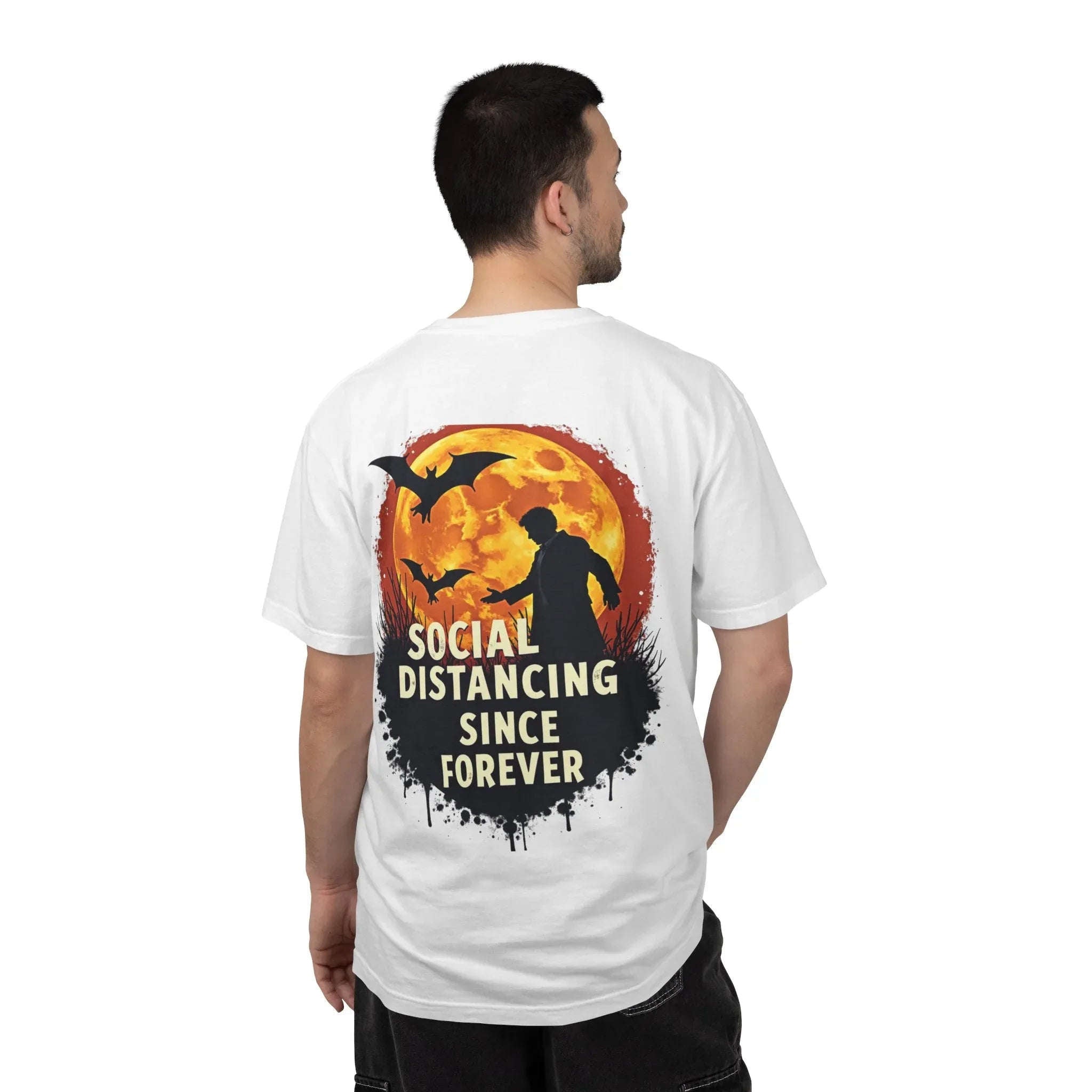Social Distancing Since Forever Shirt, Funny Halloween Tee, Zombie Moon Bats T-Shirt, Spooky Introvert Gift, Goth Fall Vibes
