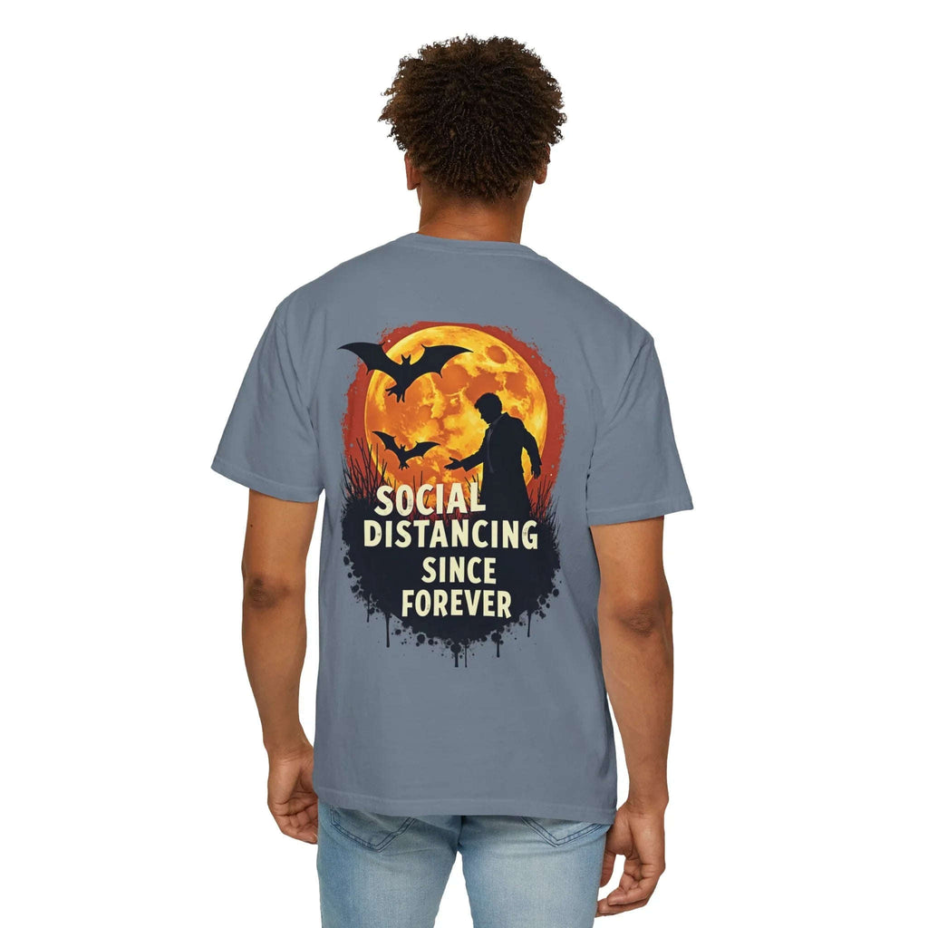 Social Distancing Since Forever Shirt, Funny Halloween Tee, Zombie Moon Bats T-Shirt, Spooky Introvert Gift, Goth Fall Vibes
