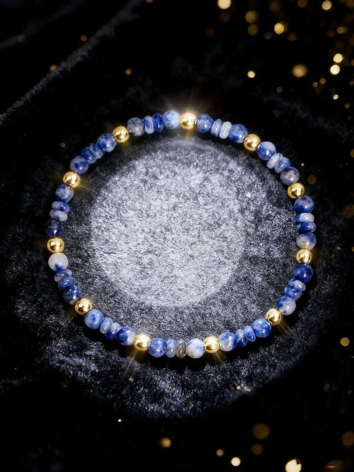 ✨ Sodalite Bead Bracelet – Natural 4mm Blue Abacus Beads for Vigour, Calm Communication, Protection & Emotional Balance Jewelry