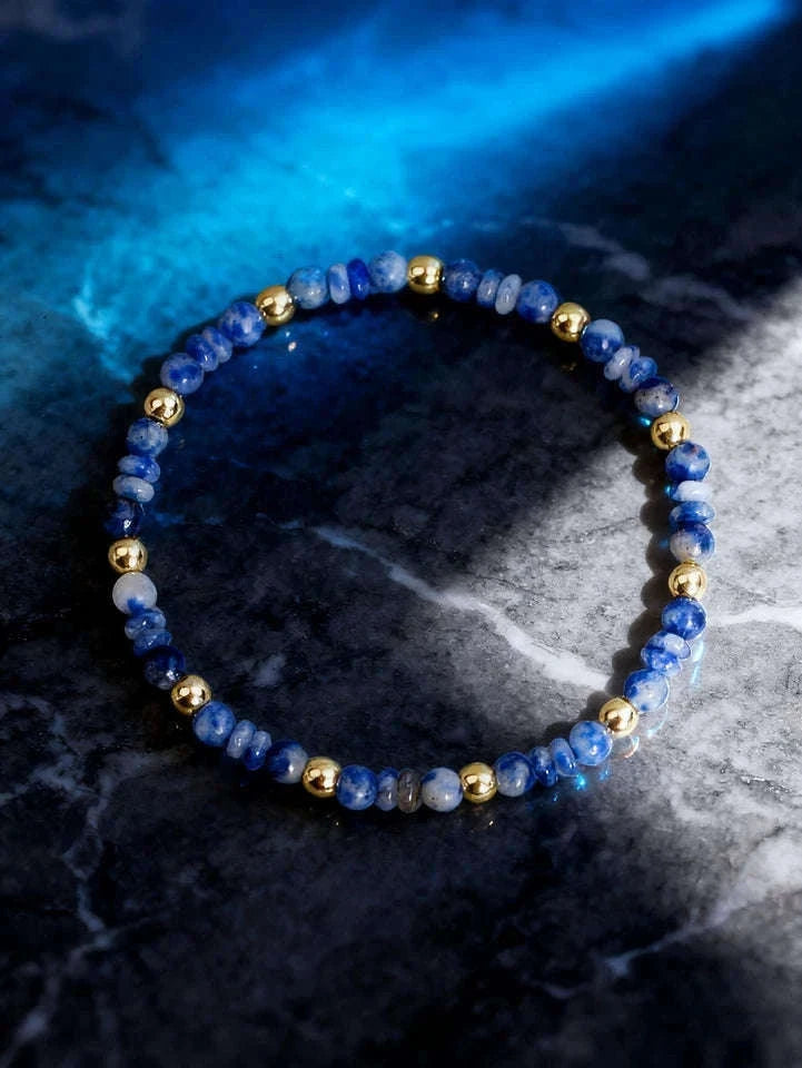 ✨ Sodalite Bead Bracelet – Natural 4mm Blue Abacus Beads for Vigour, Calm Communication, Protection & Emotional Balance Jewelry