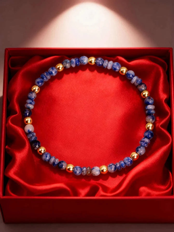 ✨ Sodalite Bead Bracelet – Natural 4mm Blue Abacus Beads for Vigour, Calm Communication, Protection & Emotional Balance Jewelry